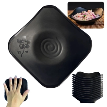 Kit 12 Mini Tigelas Vasilhas Pequenas com Flor Ilustrada para Aperitivo 100ml Sushi Comida Japonesa Kanpai