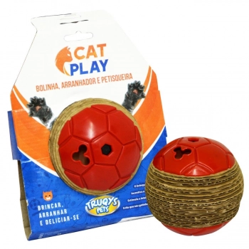 Brinquedo para Gato Bolinha Cat Play em Plstico e Papelo Vermelha