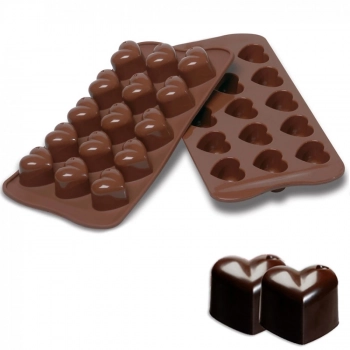 Kit com 5 Formas Silicone para Bombons Chocolate Formato Corao Colher Sapato Bolsa Leque