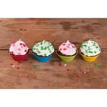 Kit Cupcake com 12 Forminhas + Furador + Caneta Azul e Decorador com 8 Bicos