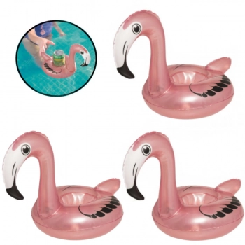Kit 3 Bias Porta Copo Latinha Inflvel Rosa Flamingo