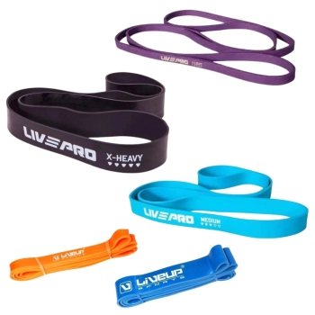 Kit 5 Super Bands Super Forte + Forte + Mdia + Leve+ Super Leve Liveup Sports