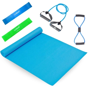 Kit Colchonete Tapete Yoga + Mini Band Media e Forte + Extensor em 8 Forte + Extensor com Ala Forte