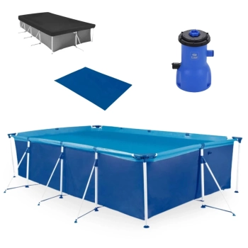 Kit Piscina 6200 Litros Premium + Capa + Forro + Bomba Filtro 220v 3028 Litros Por Hora