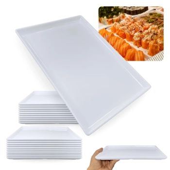 Kit 20 Pratos para Buffet Sushi Restaurante Japons Travessa de 24,8cm Melamina/ Plstico