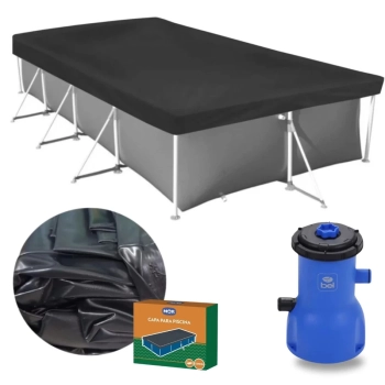 Capa para Piscina 3000 Lts Mor + Bomba Filtrante 220v 3028 Litros Por Hora