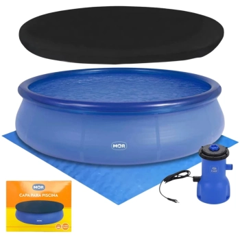 Kit Piscina Inflvel 6700 Litros com Capa, Forro e Filtro Bomba 220v 3028 L/H