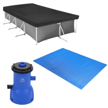 Kit Capa + Forro para Piscina Retangular 5000 L Mor + Filtro 220 V 3028 L/H