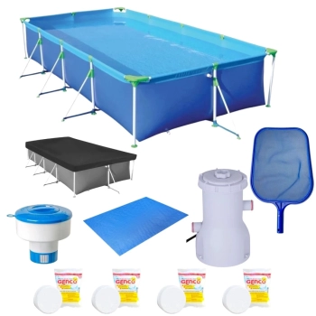 Kit Piscina 6200 L + Capa + Forro + Filtro 110v + Cloro + Peneira + Flutuador