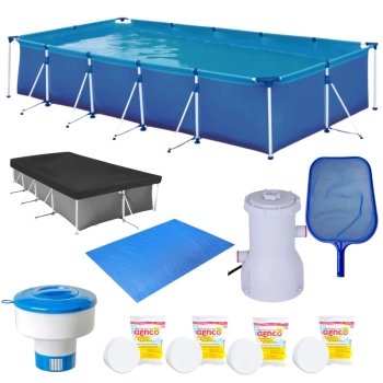 Kit Piscina 7600 L + Capa + Forro + Filtro 110v + Cloro + Peneira + Flutuador