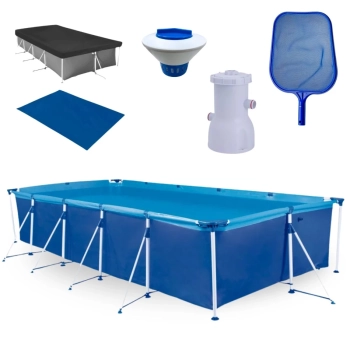 Kit Piscina 7600 Litros Premium + Filtro 110v Mor 2.200 L/H + Peneira + Flutuador + Forro + Capa