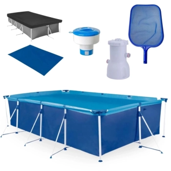Piscina 5000 Litros Estrutural Premium + Filtro 220v Mor + Peneira + Flutuador + Capa e Forro