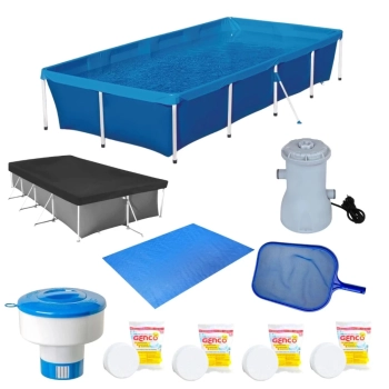 Kit Piscina 3000 L + Capa + Forro + Filtro 220v + Cloro + Peneira + Flutuador