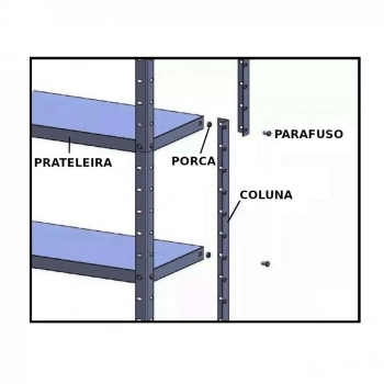 Kit 2 Estantes 6 Prateleiras + 1 com 4 Prateleira + 1 com 3 Prateleira Multiuso Preto