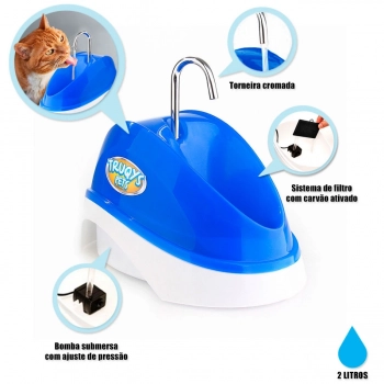 Bebedouro Pet Automatico Bivolt Azul + Gelo Reutilizavel Pet Truqys