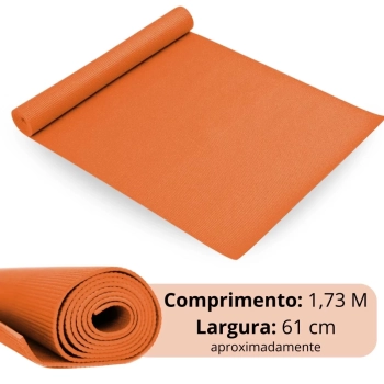 Colchonete Tapete Yoga Pilates em Eva Laranja 1,73 Mts Antiderrapante Ginstica Academia Fitness Exerccios
