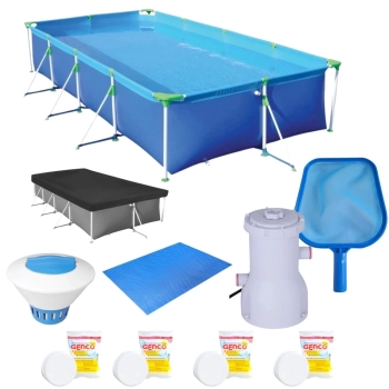 Piscina 6200l + Capa+ Forro + Filtro 110v+ Peneira +clorador e Cloro 200g