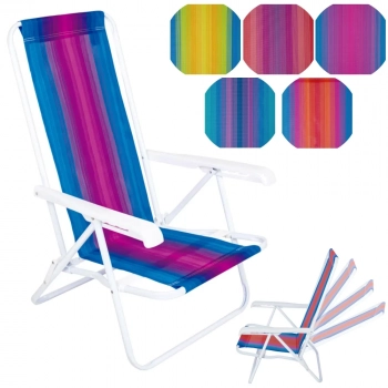 Kit 2 Cadeiras de Praia 4 Posies + Guarda Sol + Saca Areia Amarelo