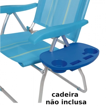 2 Mesas Porttil para Cadeira de Praia com Porta Copos Azul