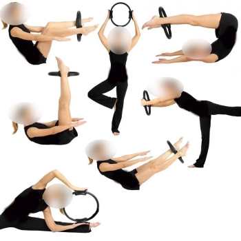Kit Colchonete em Eva Cinza 4mm com Ala + Arco Anel Yoga Pilates