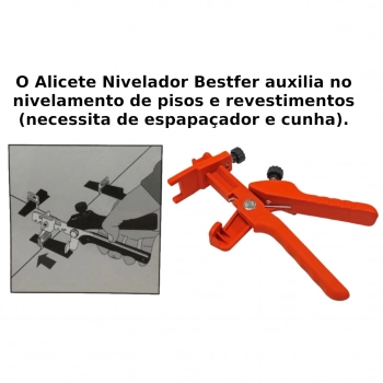 Kit Alicate Nivelador + 500 Clips Alaranjado 1,5mm + 200 Cunhas Preto + Marreta Borracha