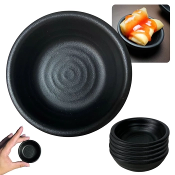 Kit 5 Molheiras Porta Molho Shoyu 30 Ml Redonda para Sushi Comida Japonesa em Melamina Kanpai