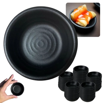 Kit 50 Molheiras Porta Molho Shoyu 30 Ml Redonda para Sushi Comida Japonesa em Melamina Kanpai
