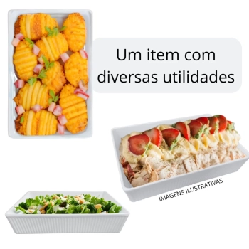 Travessa Retangular 22,7 Cm Tigela Estriada Melamina Branca Servir Pores Salgados Petisco Food Truck