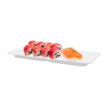 Prato para Sushi em Melamina 27 X 12,5cm Branco para Comida Japonesa