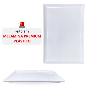 Travessa Prato para Buffet de 24,8 Cm em Melamina Branca Ideal para Sushi Comida Japonesa