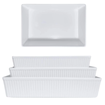 Kit Travessas Retangular 20,3cm , 22,7cm e 25,3cm em Melamina para Petiscos e Pores