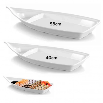 Kit Barca 58 Cm + Barca 40 Cm em Melamina Comida Japonesa Sushi