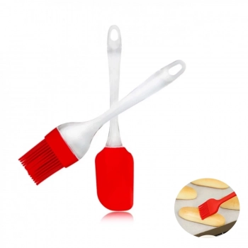 Kit Forma Silicone Redonda + Retangular + Esptula + Pincel Vermelho