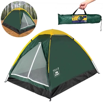 Kit Barraca Camping Igloo para 2 Pessoas + Colcho Solteiro com Inflador