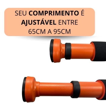 Kit Barra para Porta Ajustvel de 65cm a 95cm + Faixa Elstica Multinvel Mdio + Par de Apoio para Flexo