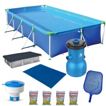 Kit Piscina 6200 L + Capa + Forro + Filtro 3028l/H 110v + Cloro + Peneira + Flutuador