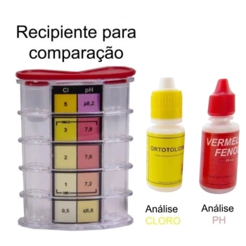 Kit Clarificante + Algicida + Alcalinizante + Estojo para Avaliar Ph e Cloro