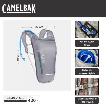 Mochila de Hidrata��o Classic Light 2 Litros Camelbak para Corrida Ciclistas Cinza