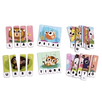 Brinquedo Educativo Quebra-cabea Soletrando Animais 54 Peas