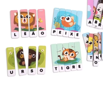 Brinquedo Educativo Quebra-cabea Soletrando Animais 54 Peas