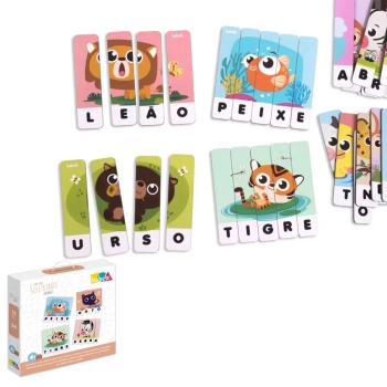 Brinquedo Educativo Quebra-cabea Soletrando Animais 54 Peas