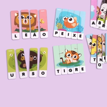 Brinquedo Educativo Quebra-cabea Soletrando Animais 54 Peas