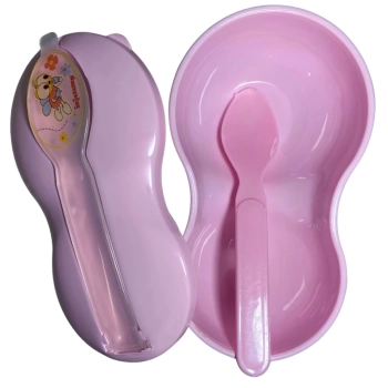 Porta Leite em P Porta Papinha Baby Tigela Infantil com Colher Rosa Bebe