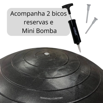 Bola Suia de Pilates Premium Anti Estouro 65 Cm Preta + Mini Bomba Treino Academia Yoga Exercicios