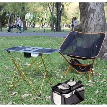 Kit Cadeira e Mesa Dobrvel + Bolsa Trmica para Camping e Pesca