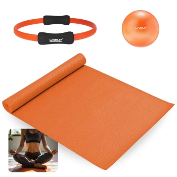 Kit Overball 25cm + Arco Anel Flexvel + Colchonete Tapete 1,73m para Treino Exercicios Yoga