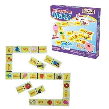 Kit Jogos Infantil em Ingls Domin + Quebra Cabea Palavras e Numerais