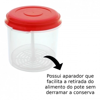 Kit Petisqueira 23cm com 4 Divisrias Vermelha + Porta Conserva 1l com Aparador