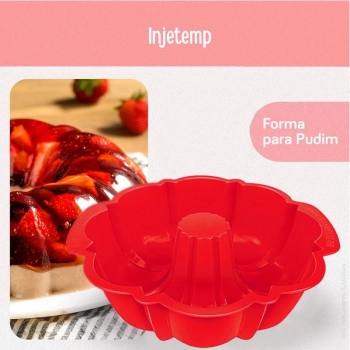 Kit Forma para Pudim 23cm + Panelinha Confeiteiro Vermelha + Copo Medidor 1,1l