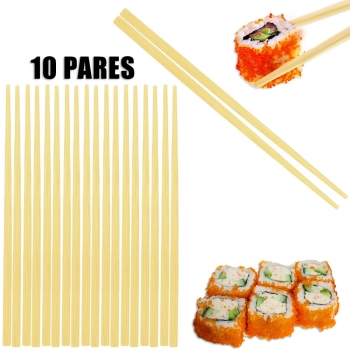 Kit Comida Japonesa com Tigela, Prato Reto, Prato Ondulado e 10 Pares de Hashi